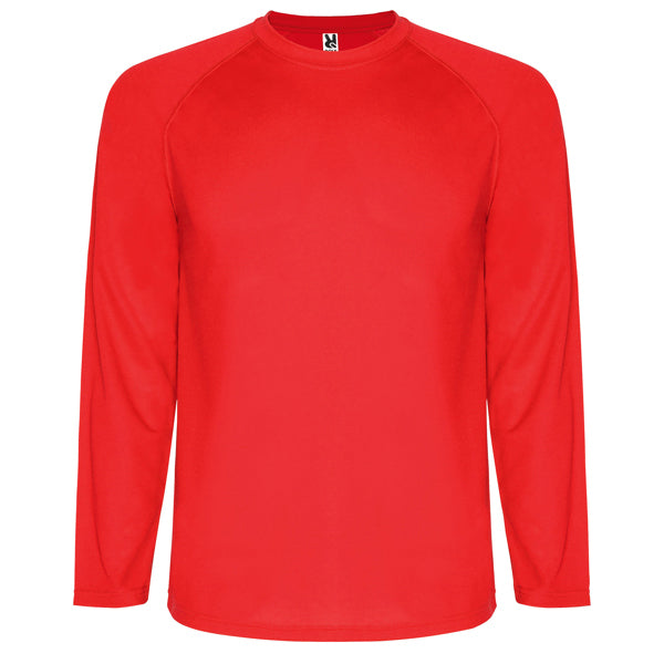 Camiseta MONTECARLO L/S en color rojo — estampación y bordado de tu diseño