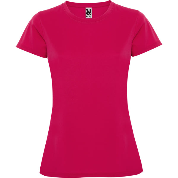 Camiseta técnica MONTECARLO WOMAN en color roseton — estampación y bordado de tu diseño