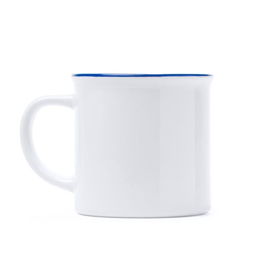 Taza KUMBO en color blanco/royal, personalización a medida en Gráficas Hugo
