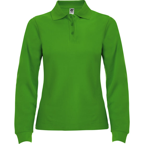 Polo manga larga ESTRELLA WOMAN L/S en color verde grass — estampación y bordado de tu diseño