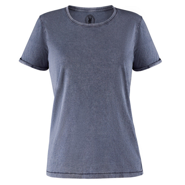 Camiseta manga corta HUSKY WOMAN en color azul denim para personalizar con tu logo, nombre o foto