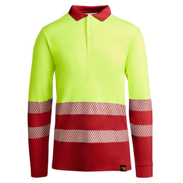 Alta Visibilidad ATRIO LS en color rojo laboral/amarillo flúor — estampación y bordado de tu diseño