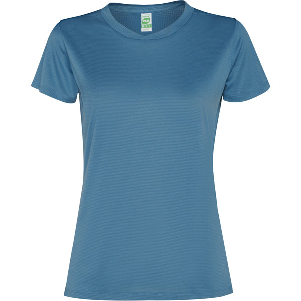Camiseta técnica SLAM WOMAN en color azul tormenta — estampación y bordado de tu diseño