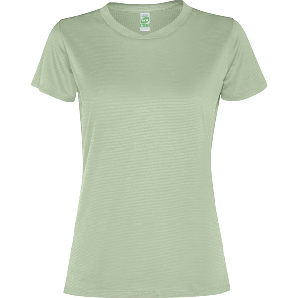 Camiseta técnica SLAM WOMAN en color verde mist para personalizar con tu logo, nombre o foto