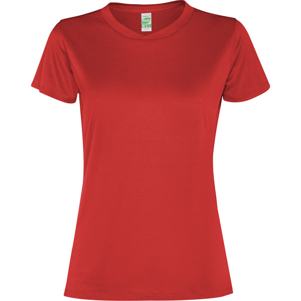 Camiseta técnica SLAM WOMAN en color rojo — estampación y bordado de tu diseño