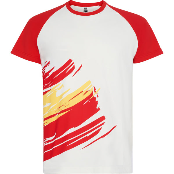 Camiseta técnica FORZA en color españa — estampación y bordado de tu diseño