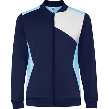 Sudadera LEROS en color celeste/marino, personalización a medida en Gráficas Hugo