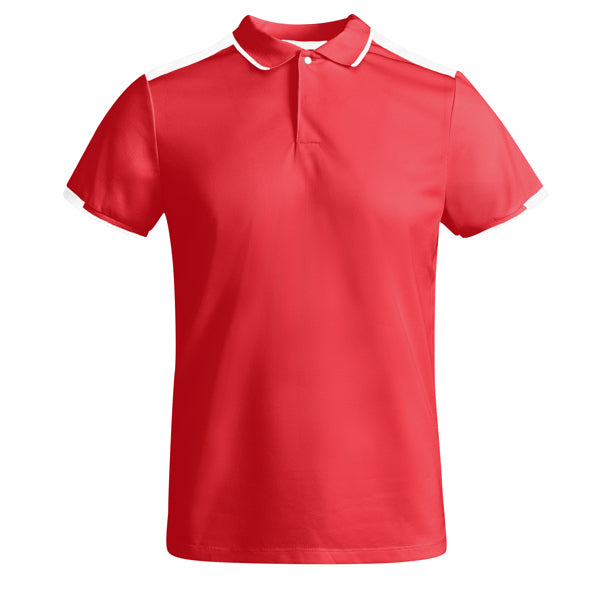Polo técnico TAMIL en color rojo/blanco para personalizar con tu logo, nombre o foto