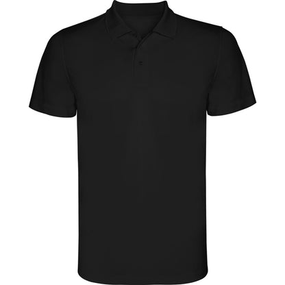 Polo técnico MONZHA en color negro — estampación y bordado de tu diseño