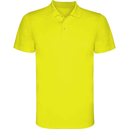 Polo técnico MONZHA en color amarillo fluor — estampación y bordado de tu diseño
