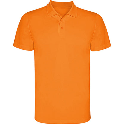 Polo técnico MONZHA personalizable online — naranja fluor, taller en Madrid