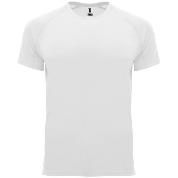 Camiseta técnica BAHRAIN en color blanco — estampación y bordado de tu diseño