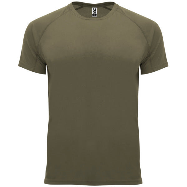 Camiseta técnica BAHRAIN en color verde militar, personalización a medida en Gráficas Hugo