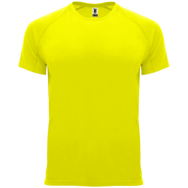 Camiseta técnica BAHRAIN personalizable online — amarillo fluor, taller en Madrid