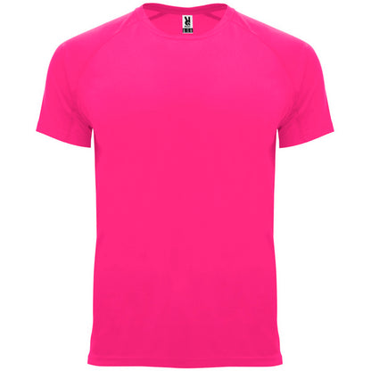 Camiseta técnica BAHRAIN en color rosa fluor para personalizar con tu logo, nombre o foto