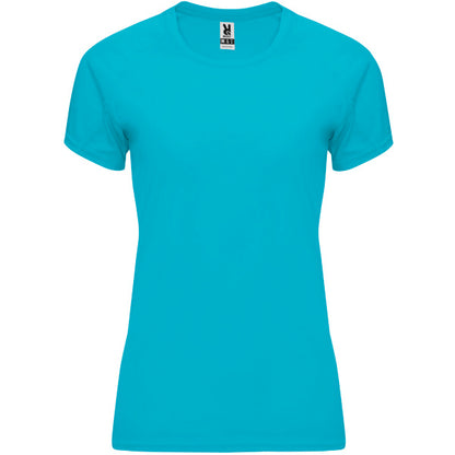 Camiseta técnica BAHRAIN WOMAN en color turquesa, personalización a medida en Crea41