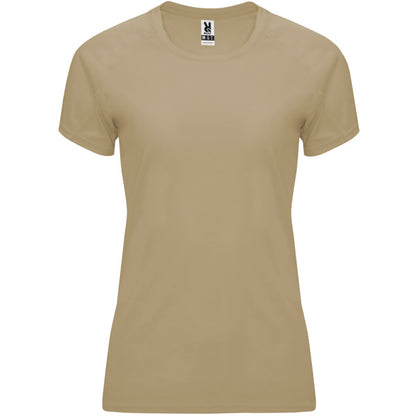Camiseta técnica BAHRAIN WOMAN en color arena oscuro para personalizar con tu logo, nombre o foto