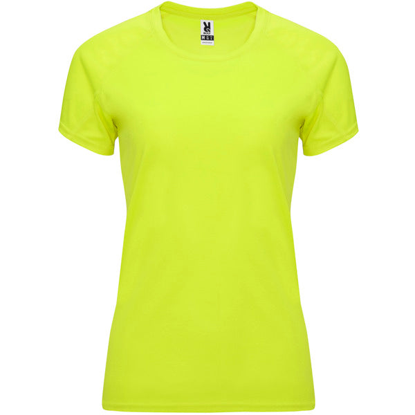 Camiseta técnica BAHRAIN WOMAN en color amarillo fluor, personalización a medida en Crea41