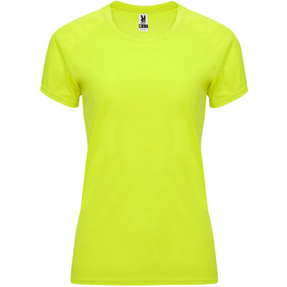 Camiseta técnica BAHRAIN WOMAN en color amarillo fluor, personalización a medida en Crea41