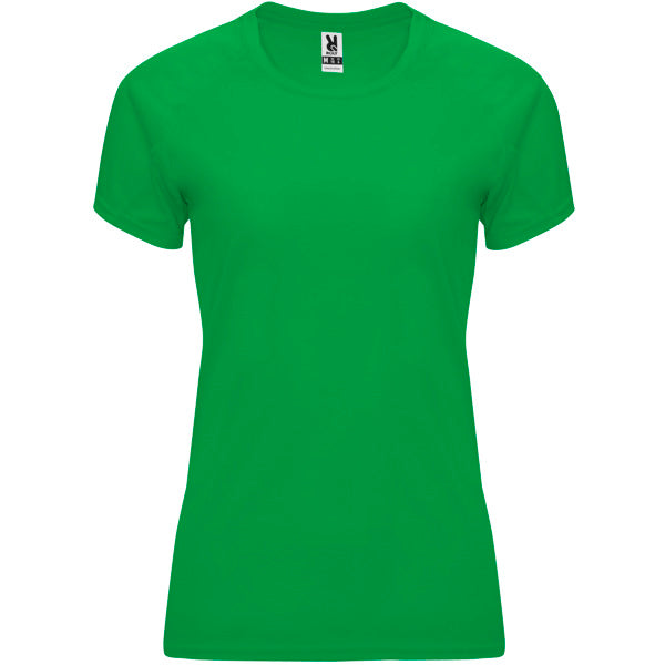 Camiseta técnica BAHRAIN WOMAN en color verde helecho, personalización a medida en Crea41