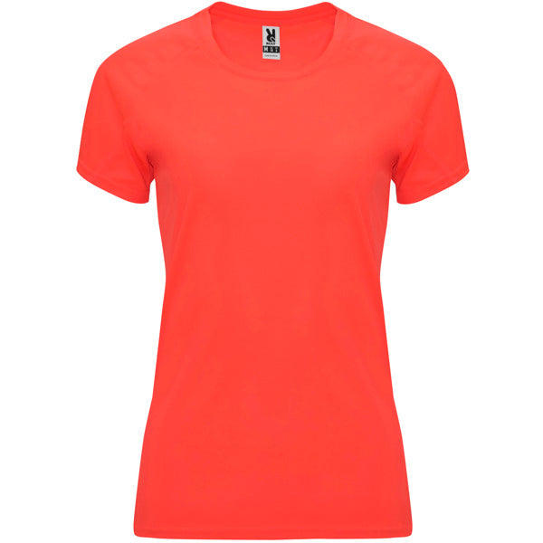 Camiseta técnica BAHRAIN WOMAN personalizable online — coral fluor, taller en Madrid