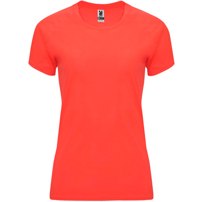 Camiseta técnica BAHRAIN WOMAN personalizable online — coral fluor, taller en Madrid