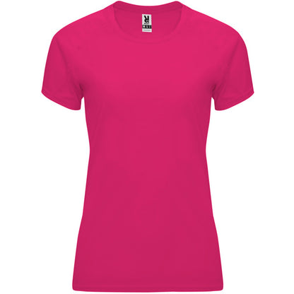Camiseta técnica BAHRAIN WOMAN en color roseton — estampación y bordado de tu diseño