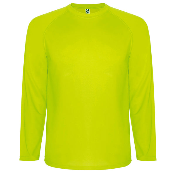 Camiseta MONTECARLO L/S en color amarillo fluor para personalizar con tu logo, nombre o foto