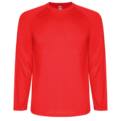 Camiseta MONTECARLO L/S en color rojo — estampación y bordado de tu diseño
