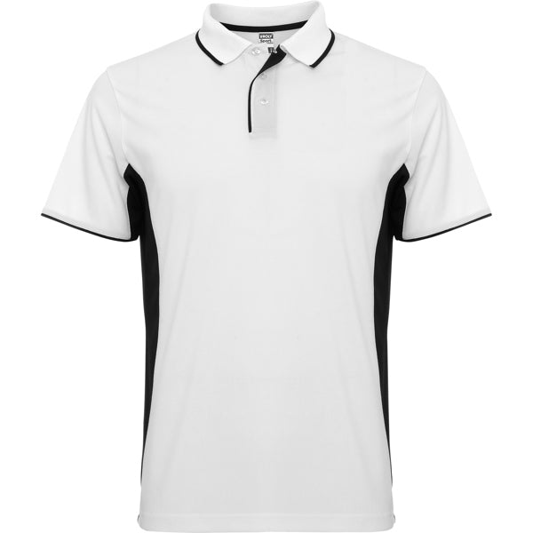 Polo técnico MONTMELO en color blanco/negro para personalizar con tu logo, nombre o foto