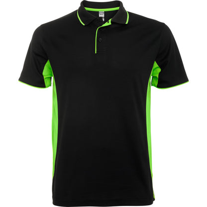 Polo técnico MONTMELO en color negro/lima — estampación y bordado de tu diseño