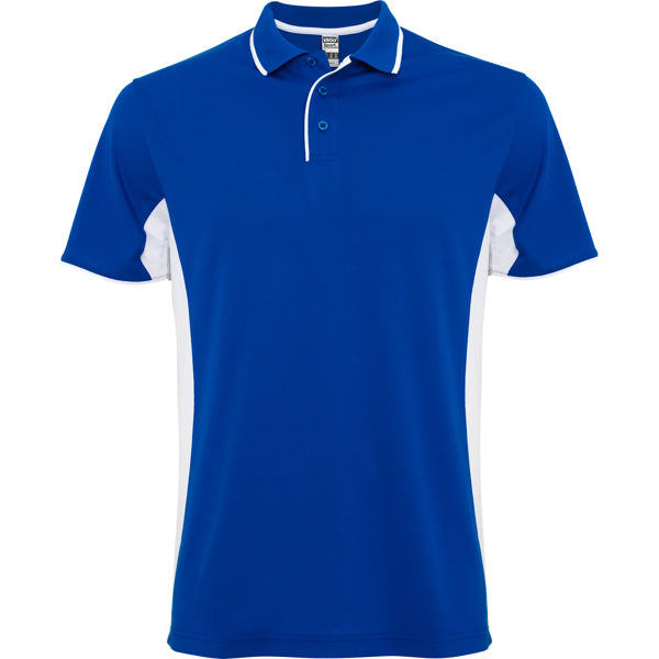 Polo técnico MONTMELO personalizable online — royal/blanco, taller en Madrid