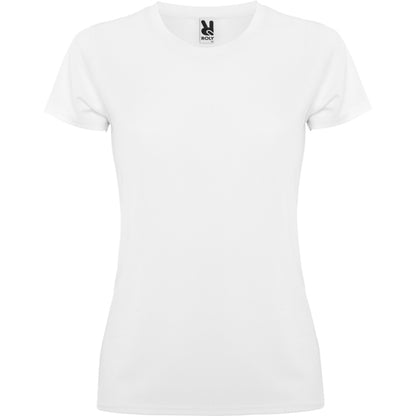 Camiseta técnica MONTECARLO WOMAN en color blanco — estampación y bordado de tu diseño