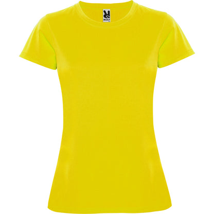 Camiseta técnica MONTECARLO WOMAN en color amarillo para personalizar con tu logo, nombre o foto