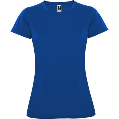 Camiseta técnica MONTECARLO WOMAN en color royal, personalización a medida en Gráficas Hugo