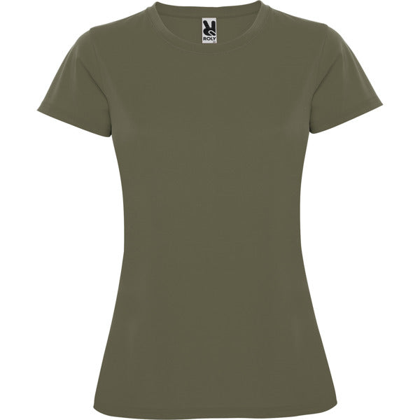 Camiseta técnica MONTECARLO WOMAN personalizable online — verde militar, taller en Madrid