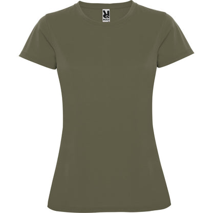 Camiseta técnica MONTECARLO WOMAN personalizable online — verde militar, taller en Madrid