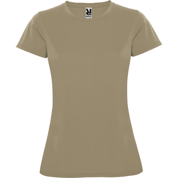 Camiseta técnica MONTECARLO WOMAN en color arena oscuro para personalizar con tu logo, nombre o foto