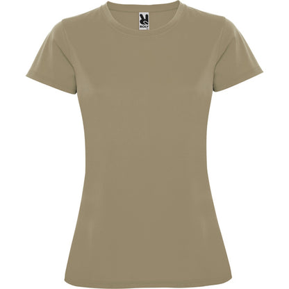Camiseta técnica MONTECARLO WOMAN en color arena oscuro para personalizar con tu logo, nombre o foto