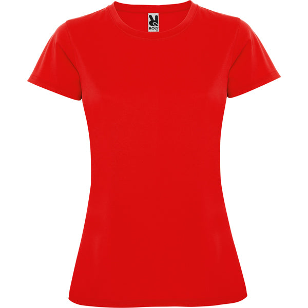 Camiseta técnica MONTECARLO WOMAN en color rojo para personalizar con tu logo, nombre o foto