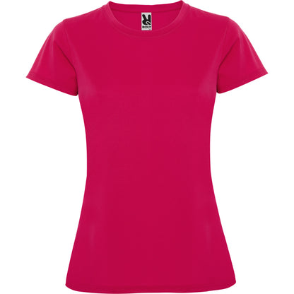 Camiseta técnica MONTECARLO WOMAN en color roseton — estampación y bordado de tu diseño
