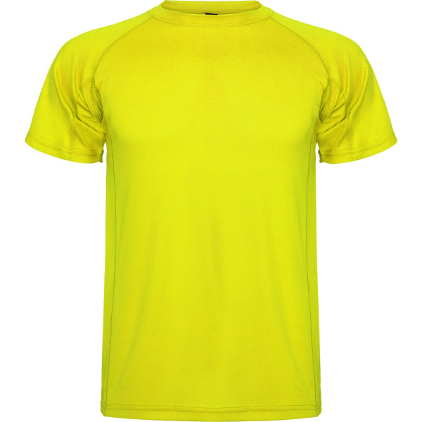 Camiseta técnica MONTECARLO en color amarillo fluor para personalizar con tu logo, nombre o foto