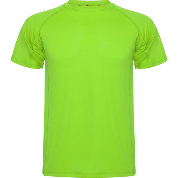 Camiseta técnica MONTECARLO en color lima — estampación y bordado de tu diseño