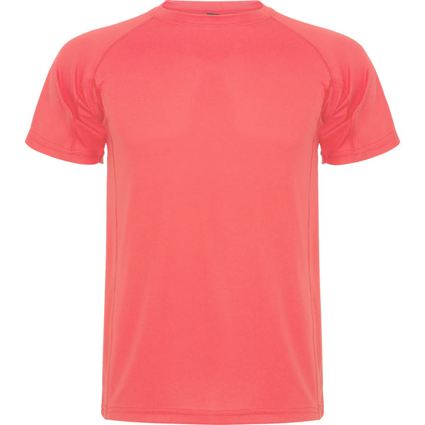 Camiseta técnica MONTECARLO en color coral fluor para personalizar con tu logo, nombre o foto