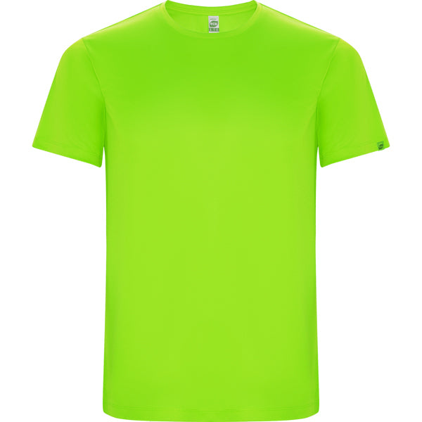 Camiseta técnica IMOLA en color verde fluor — estampación y bordado de tu diseño