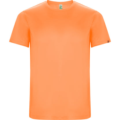 Camiseta técnica IMOLA personalizable online — naranja fluor, taller en Madrid