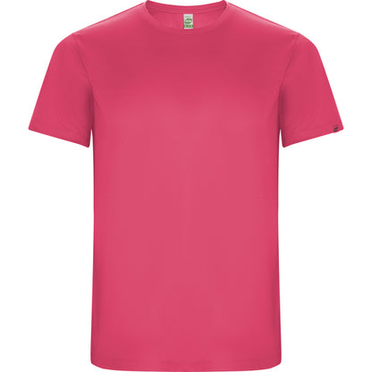 Camiseta técnica IMOLA en color rosa fluor — estampación y bordado de tu diseño