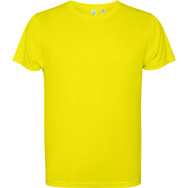 Camiseta técnica ESTORIL en color amarillo fluor — estampación y bordado de tu diseño