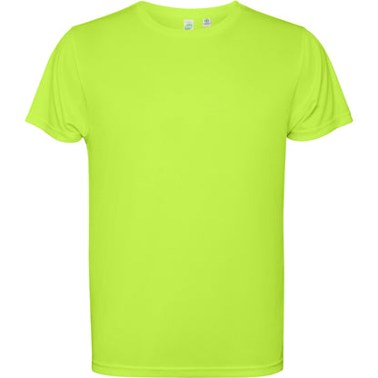 Camiseta técnica ESTORIL personalizable online — verde fluor, taller en Madrid