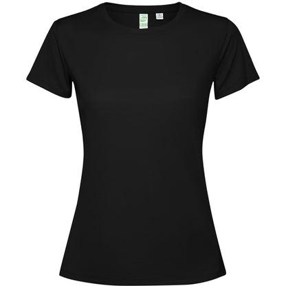 Camiseta técnica ESTORIL WOMAN en color negro para personalizar con tu logo, nombre o foto